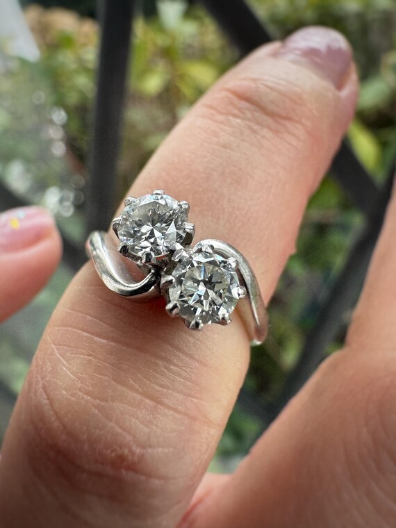 Edwardian 18ct White Gold Old European Cut Moi at Toi Diamond Ring UK Size I