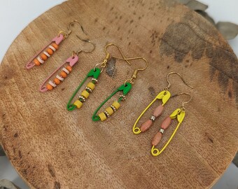 Recycled earrings safety pins