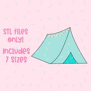 Tenda roulotte vacanza campeggio file di stampini per biscotti digitali kawaii. Ideale per realizzare biscotti di zucchero con glassa reale.