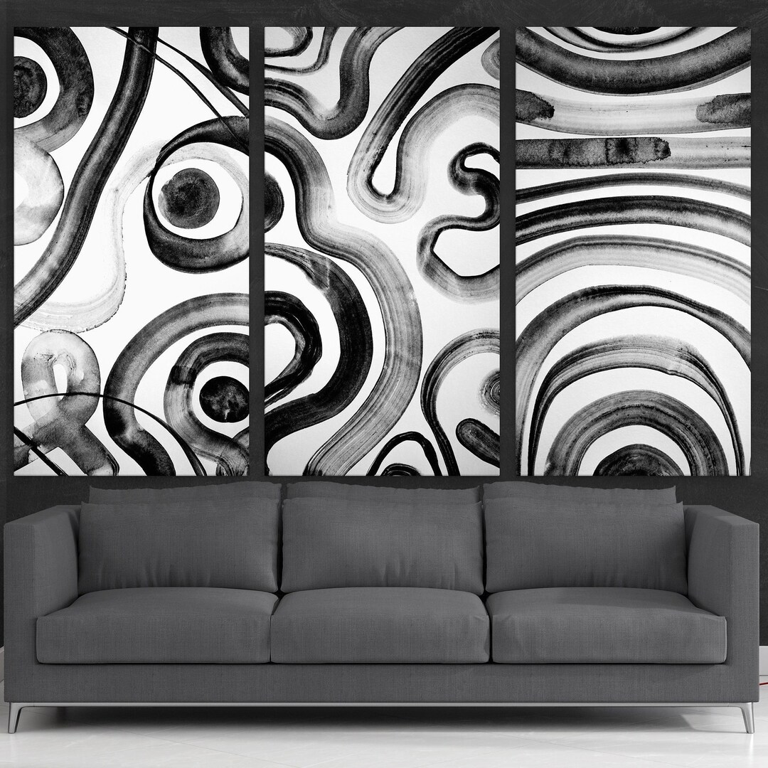 Abstract Black and White Canvas Wall Art Abstract Canvas Art Etsy