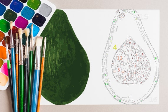 Printable Avocado Paint By Number Printable Color By Numbers Etsy