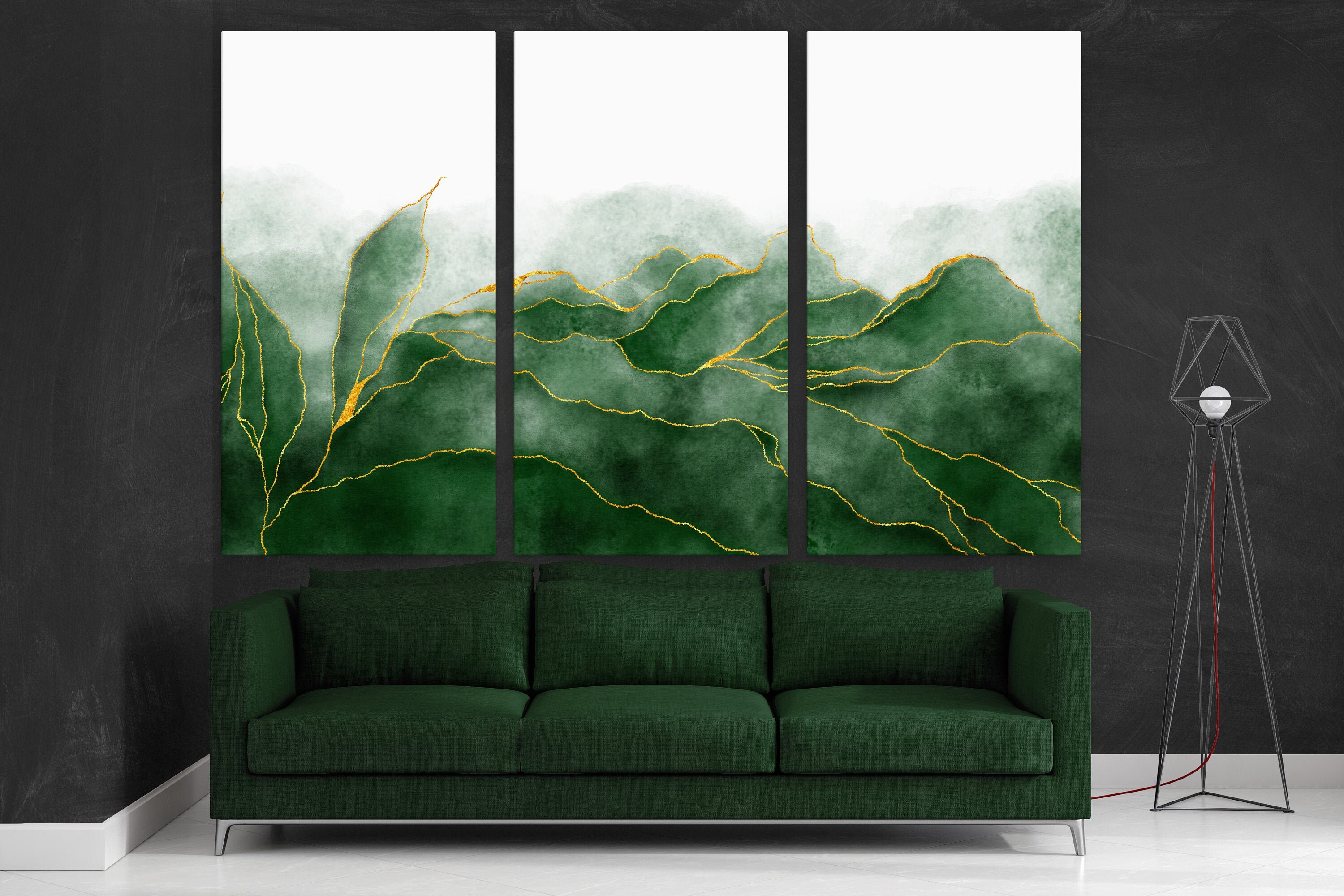 Green and Gold Leaves Canvas Print Trendy Wall Decor Canvas Etsy