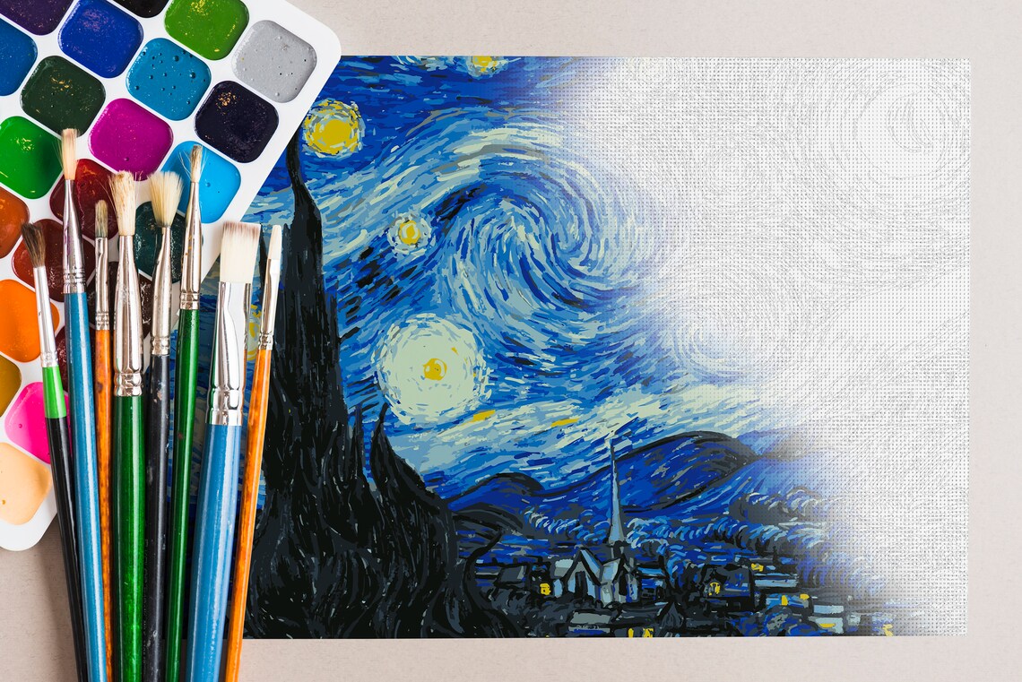 Starry Night by Vincent Van Gogh Printable Color by Numbers Etsy UK