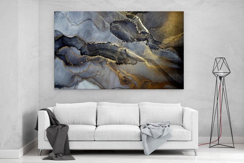 Gold Marble Canvas Wall Art Marble Wall Decor Modern Etsy