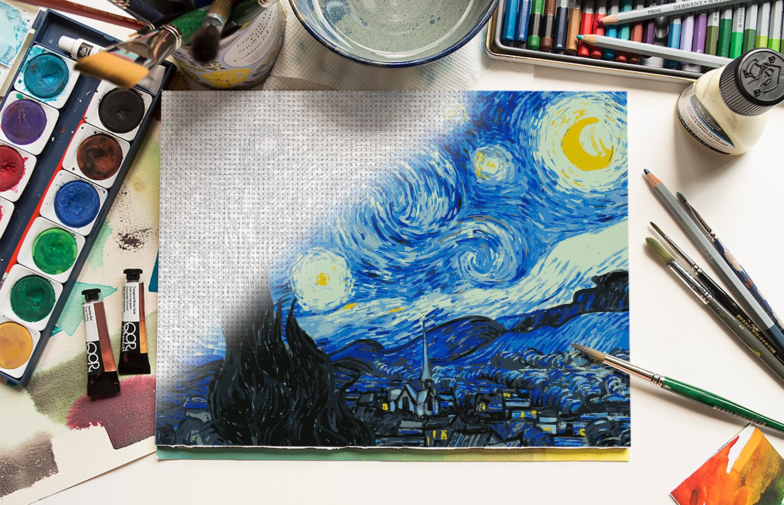 Starry Night by Vincent Van Gogh Printable Color by Numbers | Etsy