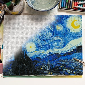 Starry Night by Vincent Van Gogh Printable Color by Numbers - Etsy