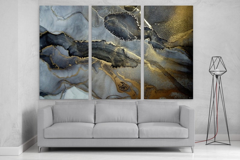 Gold Marble Canvas Wall Art Marble Wall Decor Modern Etsy