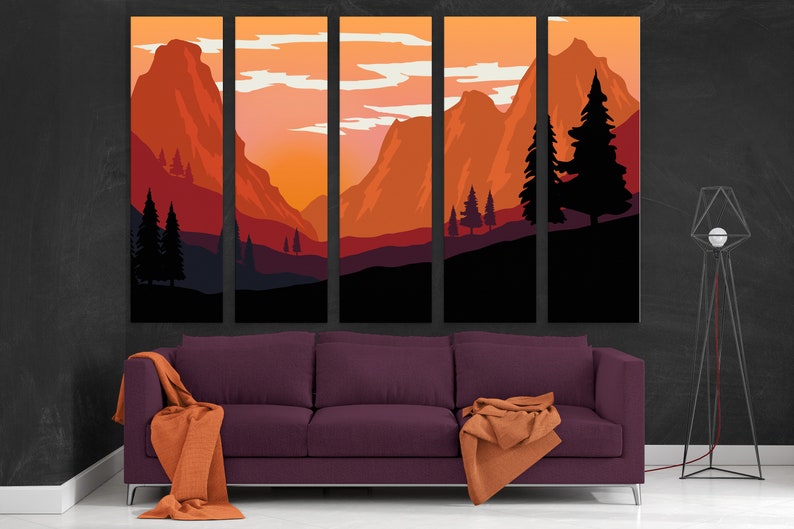 Minimalist Mountain Wall Art Modern Wall Art Scandinavian Etsy