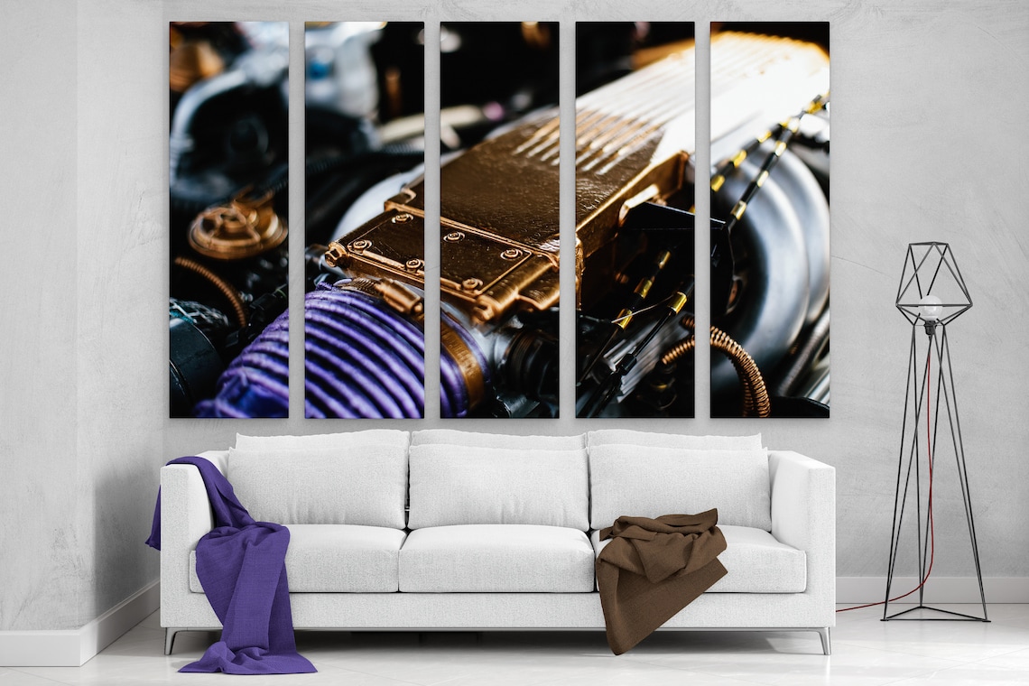 Muscle Car Engine Canvas Print Engine Wall Art Decor Turbine | Etsy