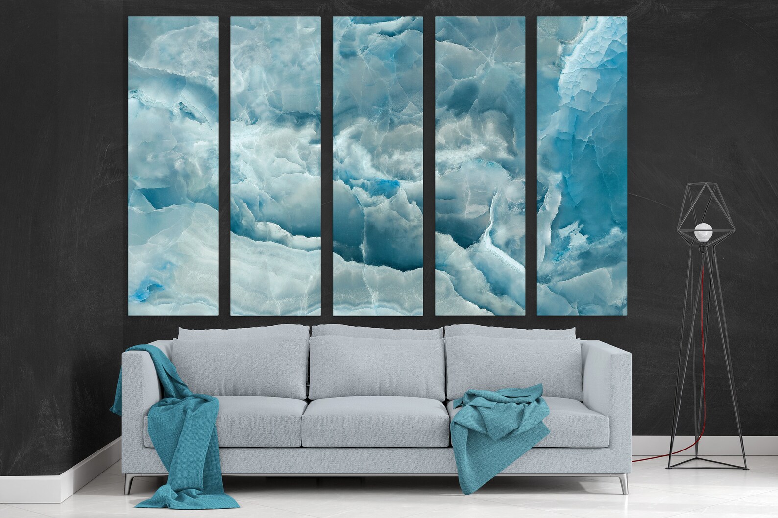 Blue Marble Canvas Wall Art Abstract Canvas Art Oversized Etsy