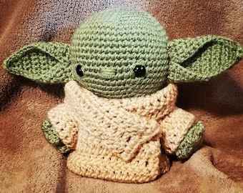 Green Baby Alien Plush Toy - Crochet Amigurumi