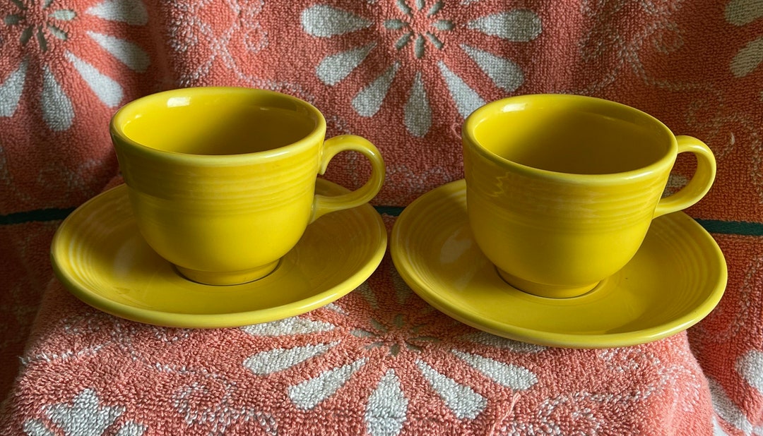 Fiesta Yellow Cups and Saucers Etsy