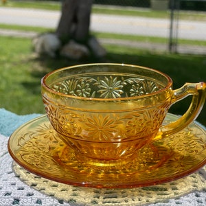 Indiana Glass Amber Cup and Saucer