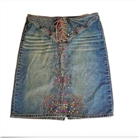 western jean skirt