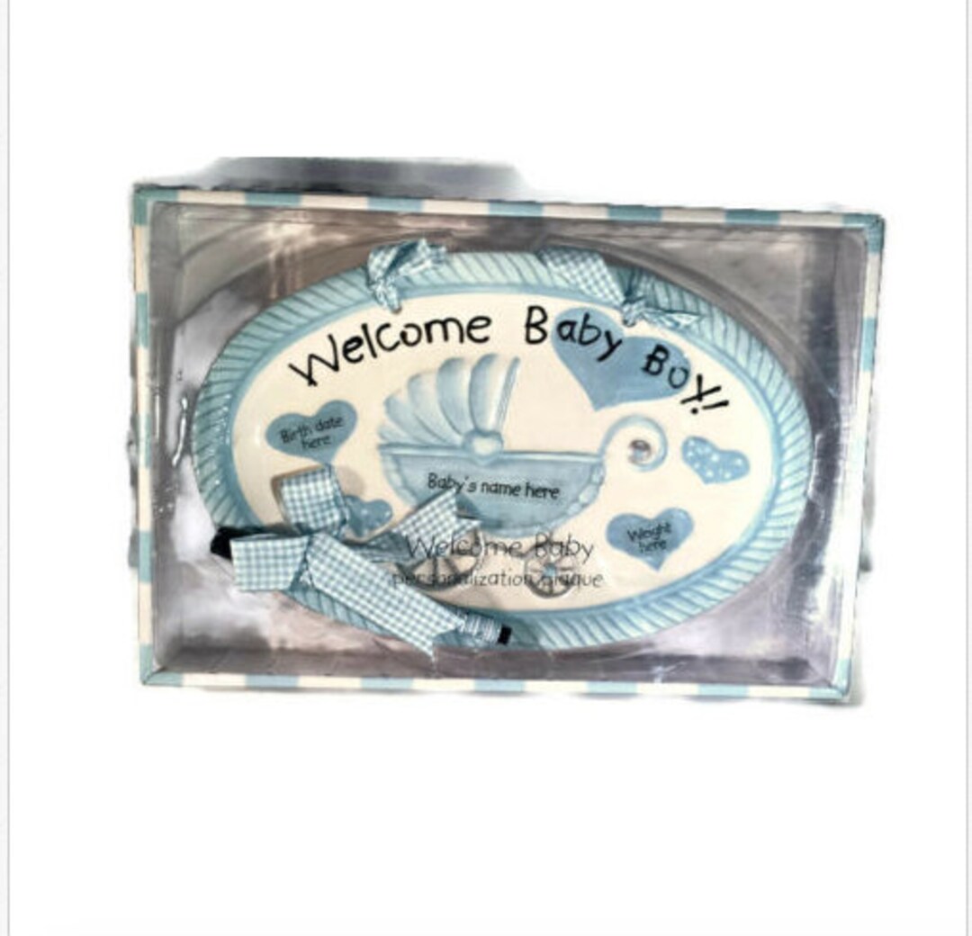 Welcome Baby Boy Personalization Plaque With Pen Mud Pie Etsy