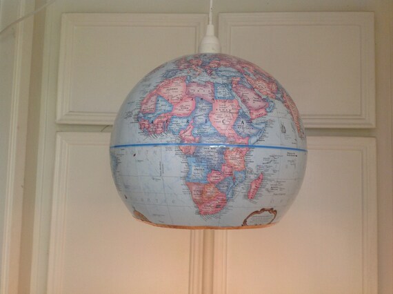 Vintage Repurposed World Globe Pendent Light Etsy