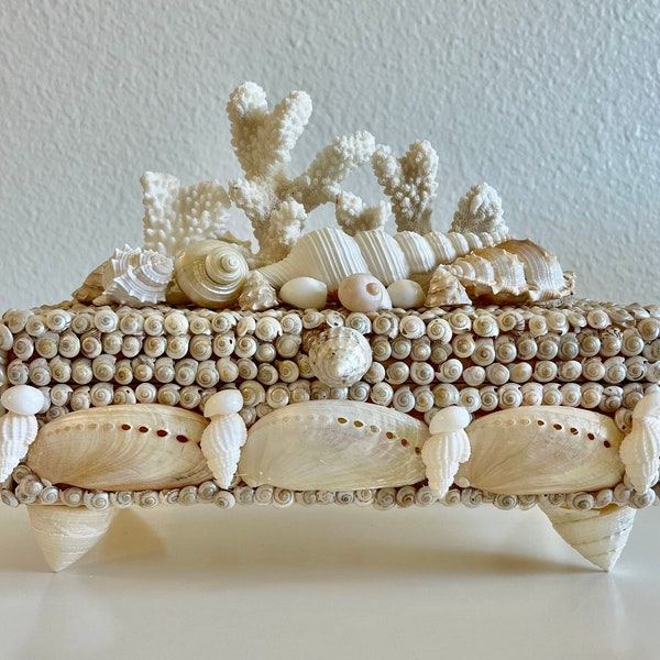 Seashell Box handmade with beautiful polished seashells.