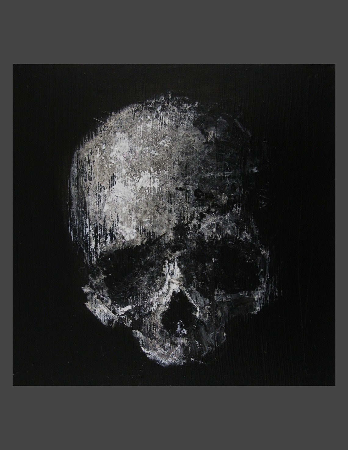 Black and White Skull Painting Etsy