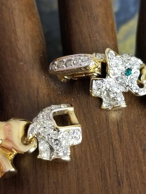 Charming Gold tone and Rhinestone Elephant link b… - image 7