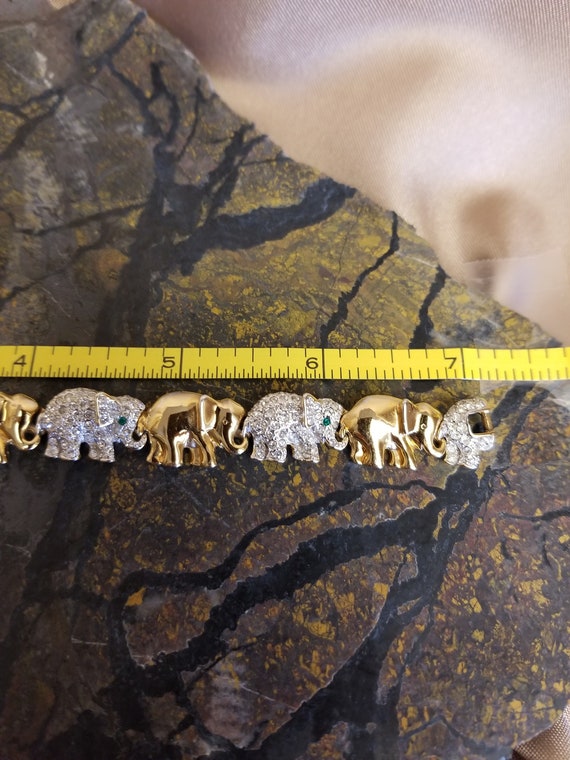 Charming Gold tone and Rhinestone Elephant link b… - image 8