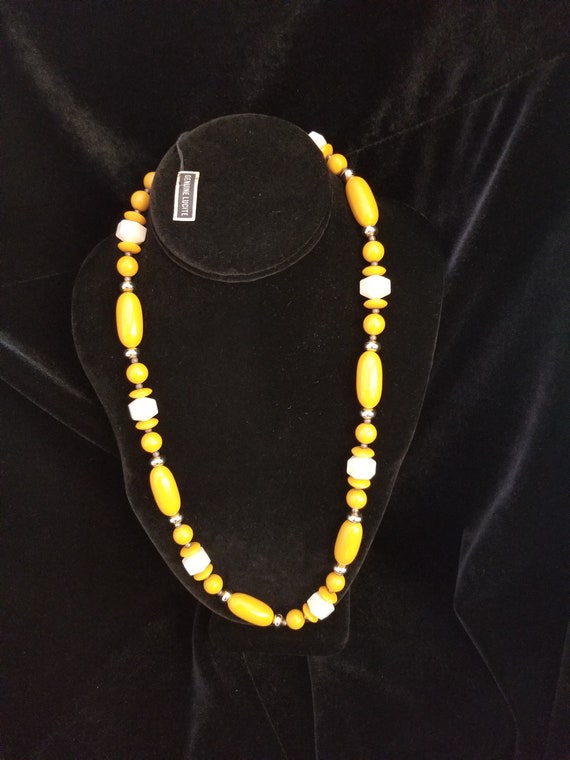 Butterscotch Lucite Beaded Necklace from the 40's