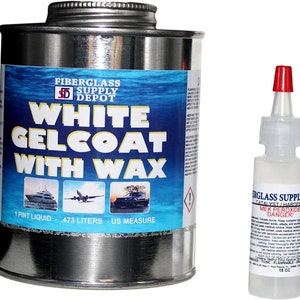 Fiberglass Supply Depot Inc. White Gelcoat With Wax - Interior or Exterior - Pint with 15CC Hardener (MEKP)