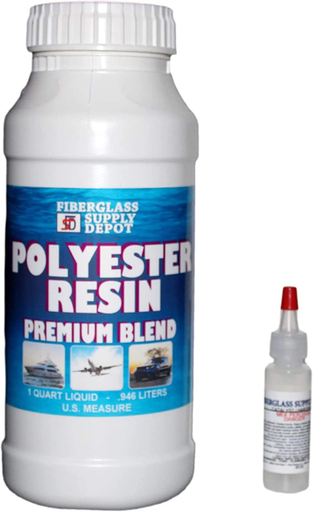 Premium Polyester Resin W/hardener for Laminating Fiberglass Mat, Biaxle,  Cloth quart 