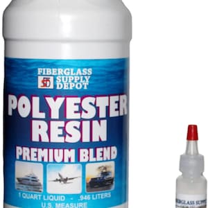 Premium Polyester Resin w/Hardener for Laminating Fiberglass mat, biaxle, Cloth (Quart)