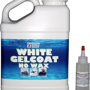 Fiberglass Supply Depot Inc. White Gelcoat NO Wax Interior or Exterior - Gallon with 60cc Hardener (MEKP)