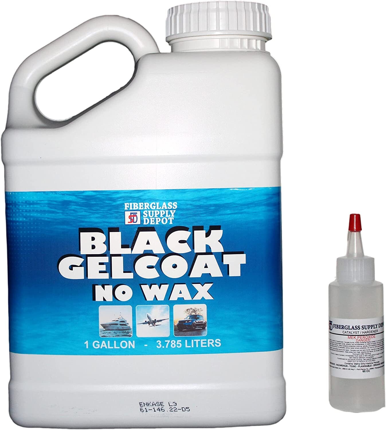 Fiberglass Supply Depot Inc. White Gelcoat NO Wax Interior or Exterior  Quart With 15cc Hardener MEKP 