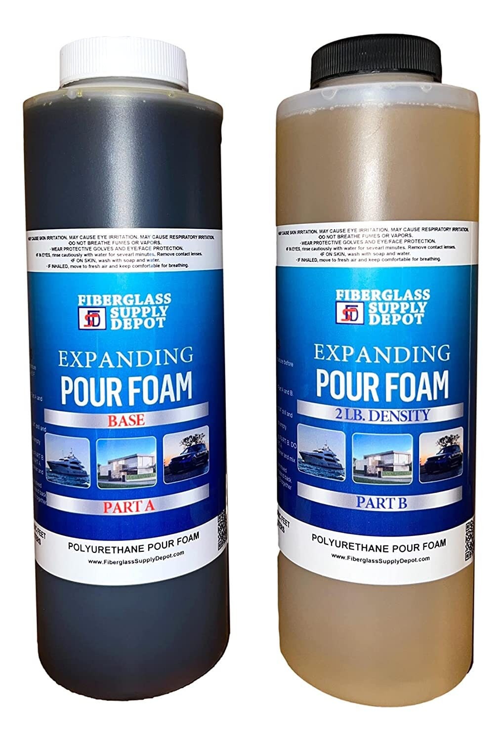 2 Lb Density Expanding Pour Foam, 2 Part Polyurethane Closed Cell