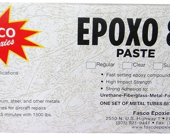 Fasco Epoxo-88 | World's Strongest 6min Set Epoxy Paste SUPERFLEX Adhesive Glue *GREY* 18oz Tube kit
