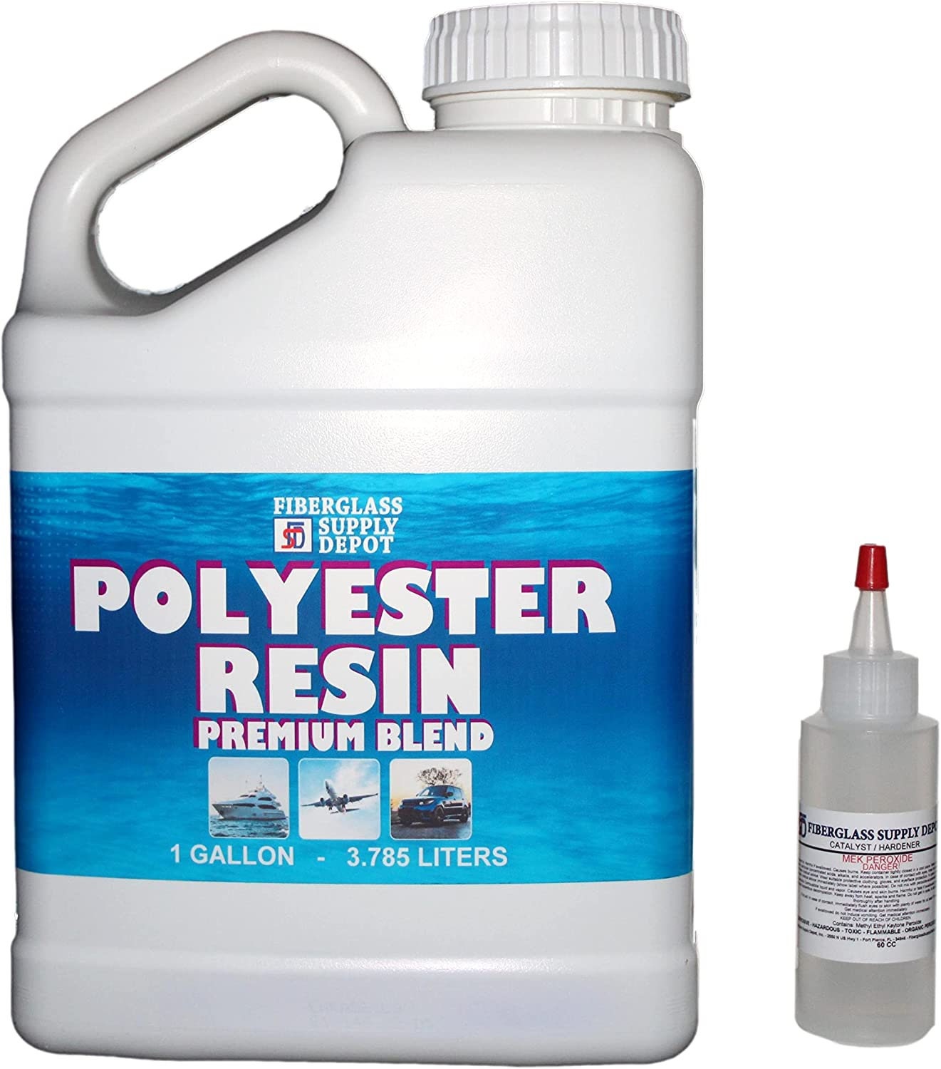Premium Polyester Resin W/hardener for Laminating Fiberglass Mat, Biaxle,  Cloth gallon 