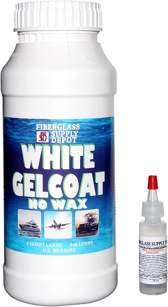 Fiberglass Supply Depot Inc. White Gelcoat NO Wax Interior or Exterior  Quart With 15cc Hardener MEKP 