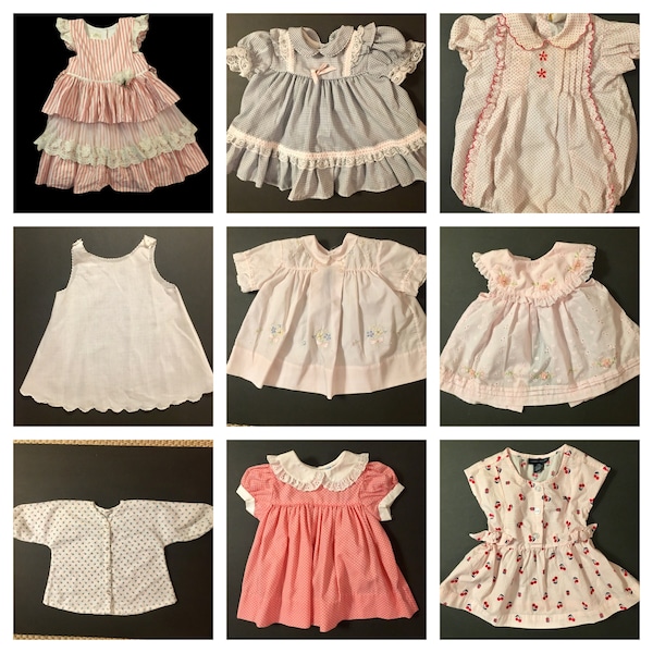 Baby-Outfits Lot von 15 Vintage verschiedene Größen und Jahrzehnte Laura Ashley Baby Shower Geschenk