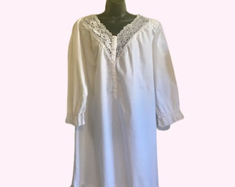 Nachthemd Victoria's Secret Nightie Gold Label Vintage 80er 90er Viktorianisch Romantische Baumwolle Spitze Ausschnitt Groß