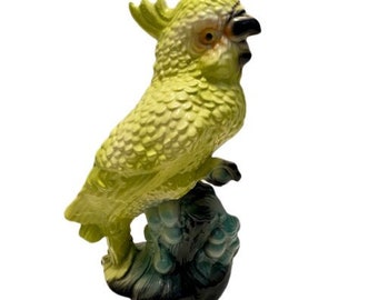 William Maddox Cockatoo Figurine Large Ceramic Mid Century Vintage 1950s Birds Tiki Bar Decor