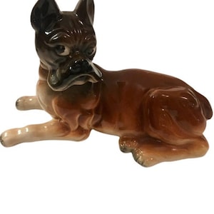 Boxer Figurine Chase Hand Painted Large 8 Inches Vintage Mid Century Made in Japan