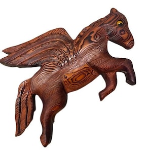 Wooden Flying Winged Horse Hand Crafted Green Mountain Mfg Vintage 1960s 70s Gallery Wall Ready to Hang