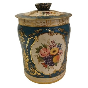 Vintage Candy Tin George W. Horner England Blue Floral with Lid 1960s