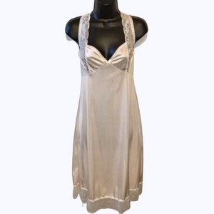 Bali Chemise Nightgown Cream Lace Sz 32 Vintage Nylon Lace Straps