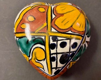 Caixa de bugigangas Talavera Arte popular mexicana Cerâmica pintada à mão
