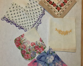 Hankies Lot von 5 Vintage Taschentücher