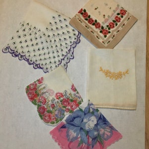 Hankies Vintage Lot of 5 Handkerchiefs