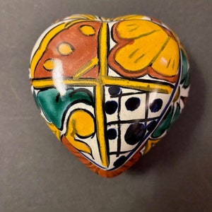 Trinket Box Talavera Mexican Folk Art Ceramic Hand Painted