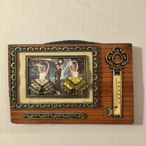Thermometer Key Holder Combo Flamenco Dancers Plaque Gallery Wall Kitsch Handmade Vintage