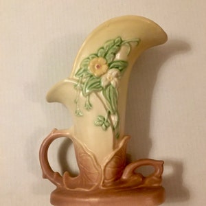 Vase Hull Pottery Cornucopia Wild Flower Large Vase Vintage 1940s Art Deco