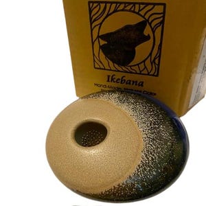 Coyote Roadhouse Ikebana Vase Ceramic Metal Flower Frog Round