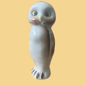 Owl Figurine Japanese Ceramic Mid Century 1960s Hand Painted
