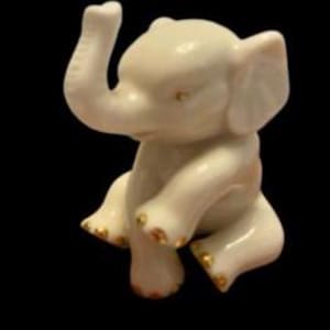 Lenox Baby Elephant Elfenben Porslin Handgjorda Guldaccenter Vintage 1980-tal